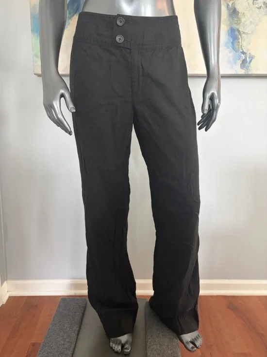 BANANA REPUBLIC Y2K Vintage Linen Black Straight-Leg Camden Chinos
