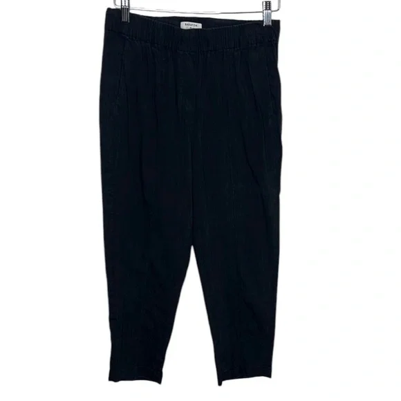 Aritzia Babaton Errol Black Linen Tapered Pants Women Size M