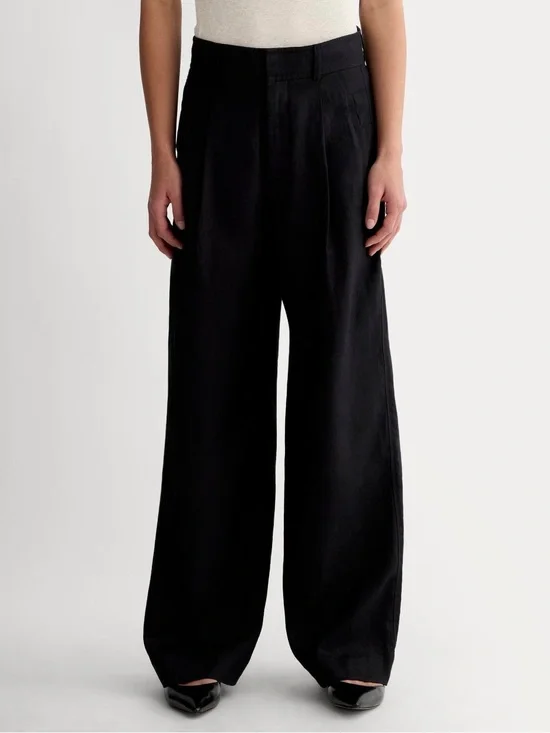 Everlane The Linen Way-High Drape Pant Black Wide Leg Classic Trousers Sz 4 NWT