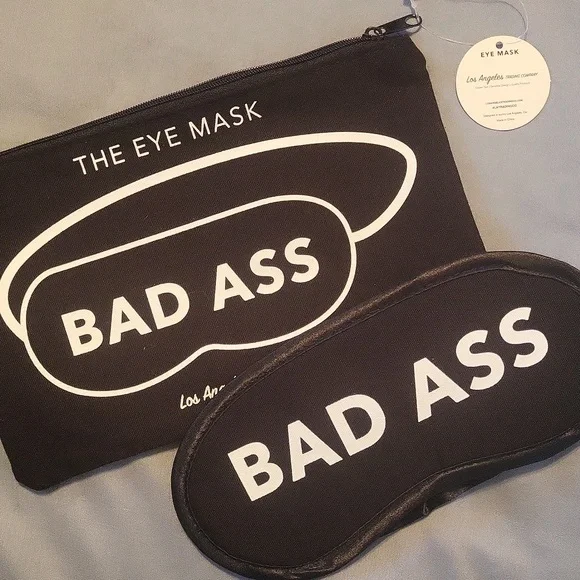 Cute eye masks with fun sayings & matching zippered case.