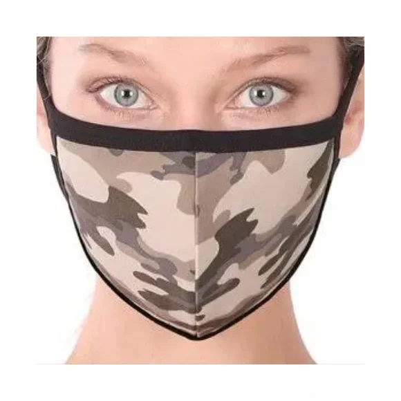 Camo Face Mask Reusable | Camouflage Print Streetwear Y2K