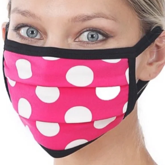 Hot Pink White Polka Dot Face Mask | Cute Kawaii Y2K | Reusable