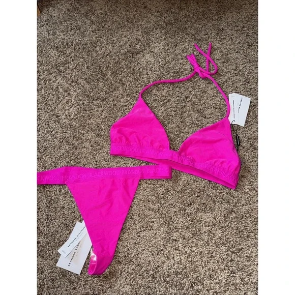 Brandon Blackwood New York Hot Pink Thing Bikini Set Bottoms XL Top XXL NWT