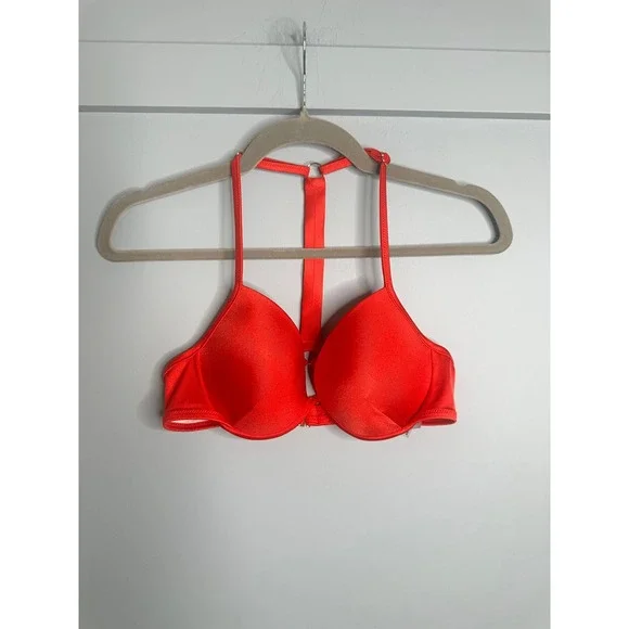 Victoria's Secret Red Rhinestone Strap Push Up‎ Bra Bikini Swim Top 36B