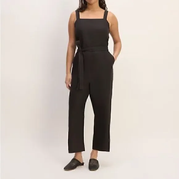 NEW Everlane The Linen Side-Button Jumpsuit‎ Black Size 6 Sustainable