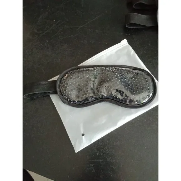 sleeping eye mask hot/cold beads black velour adjustable