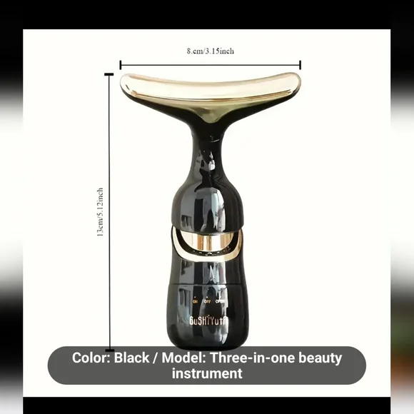 FREE With Bundle Neck & Face Massager Three In One Black/Gold