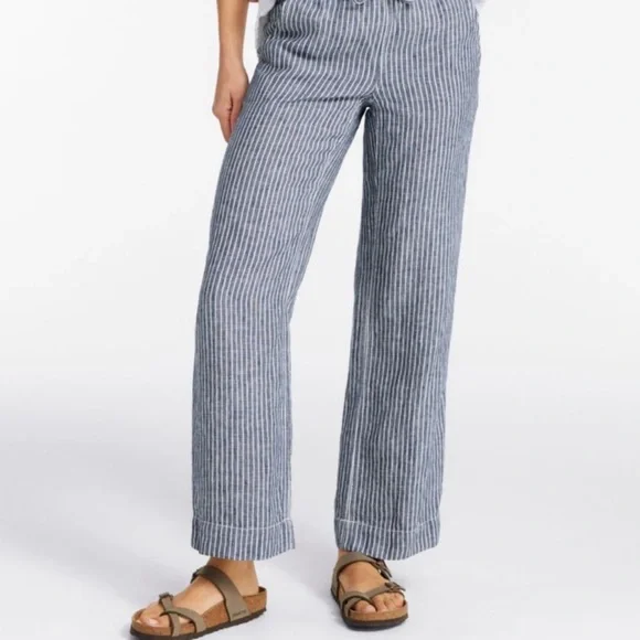 Zara Basic Linen Blend Pinstripe Trouser