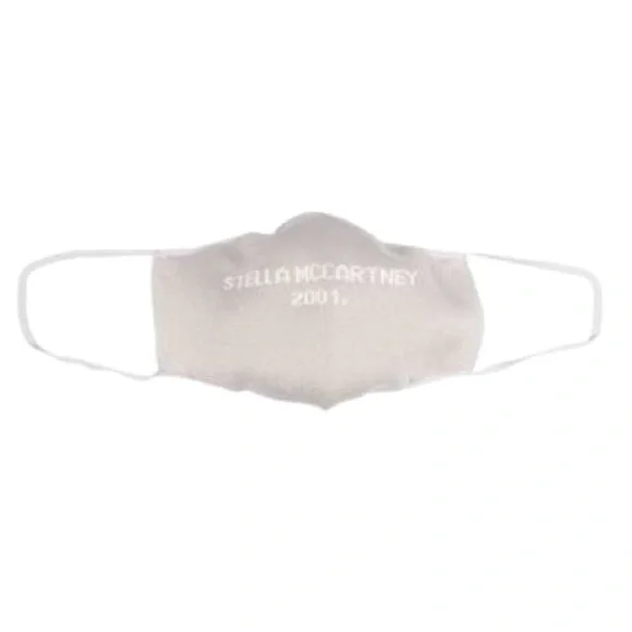 NWT STELLA MCCARTNEY LOGO KNIT FACE MASK GREY & WHITE