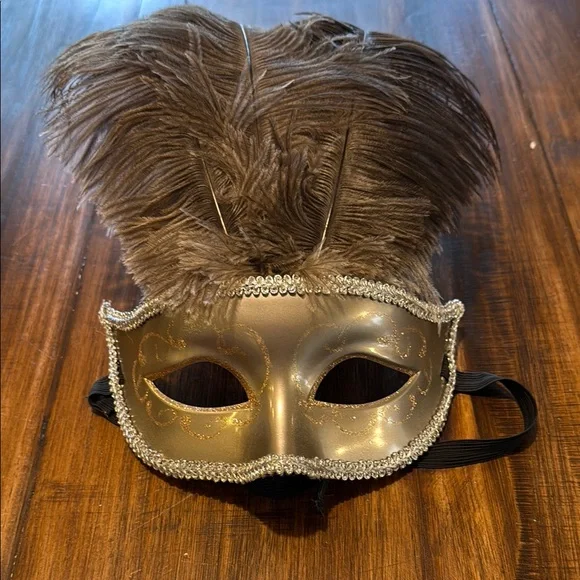 Elegant Feathered Masquerade Mask silver and Gray Women’s Mask for Ball