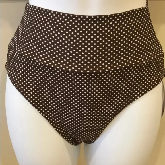 Hapari Brown Polka Dot Tummy Tuck Swimsuit Bottom XS NWT