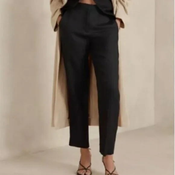 Banana Republic Black Cropped Linen Pants - 2