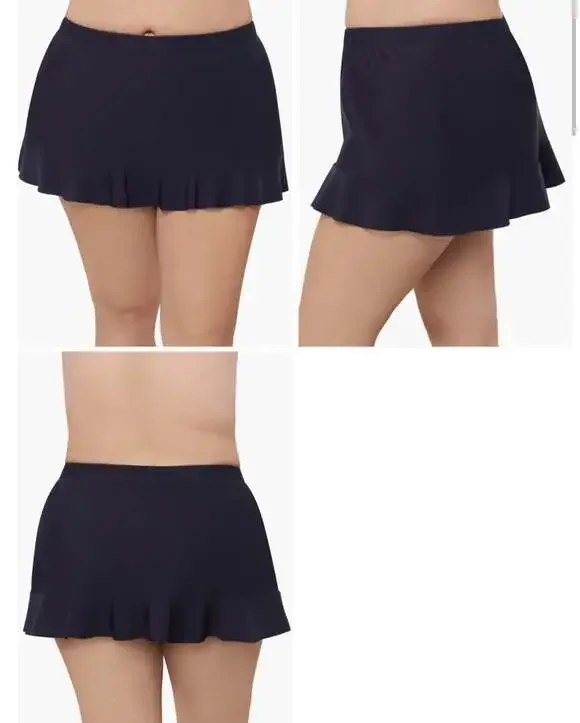 Aqua Green Black Ruffle Swim Suit Skirt with Built in Briefs Plus Size 20 - 22