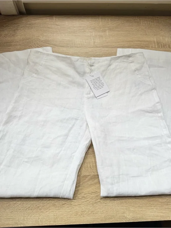 NWT Reformation Vida Linen Low Rise Pants White 8