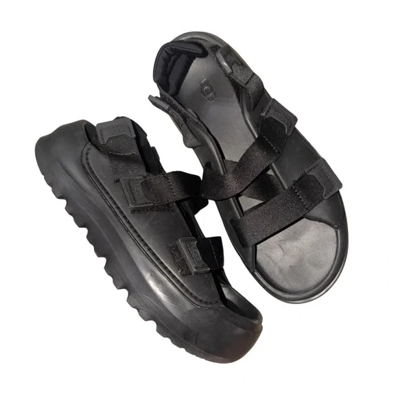 UGG Black Chunky Stratus Platform Sandals