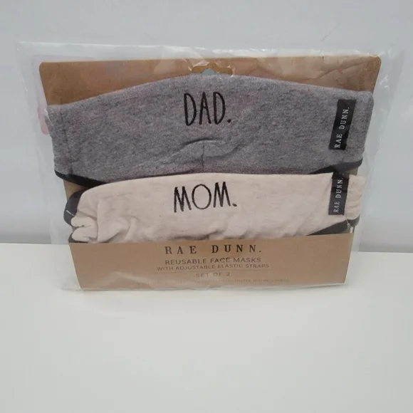Rae Dunn Reusable Face Masks Set of 2 Dad & Mom