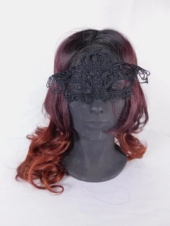 Mask Headpiece Womens One Size Black Lace Floral Embroidered Party Formal