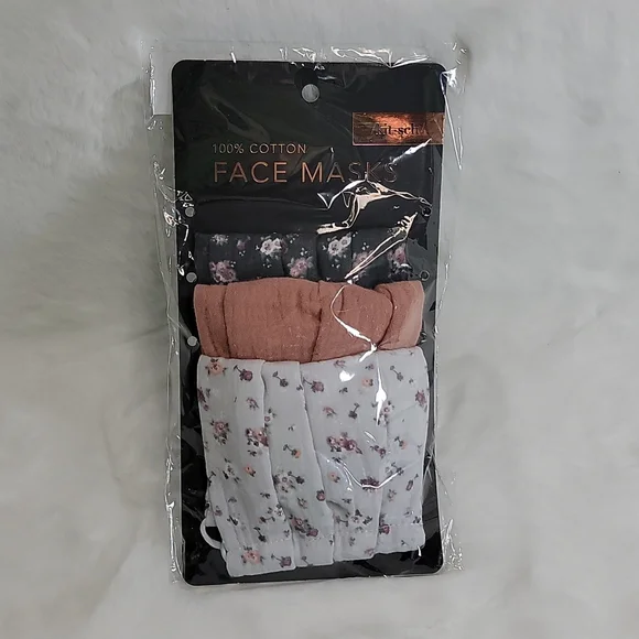 Kitsch Set of 3 100% Cotton Face Mask Leopard Vintage Floral