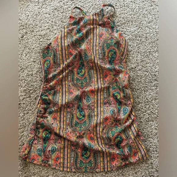 NWT 2Chillies Multicolor Paisley Tankini Adjustable High Neck Moonstone Size M