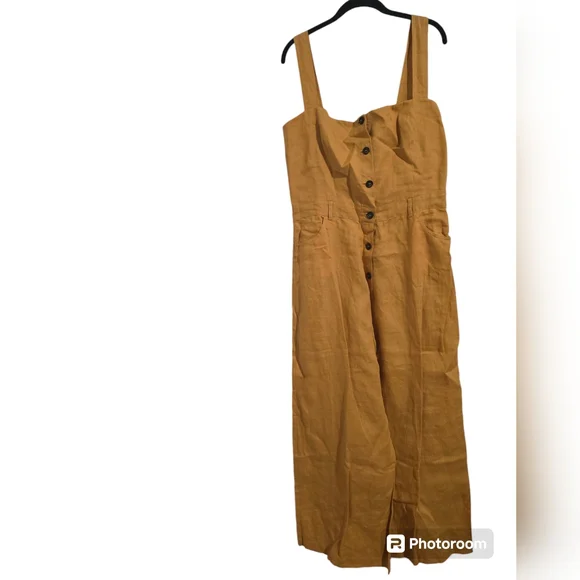 NEW Reformation Tyler Jumpsuit Ochre Mustard Yellow size 12‎