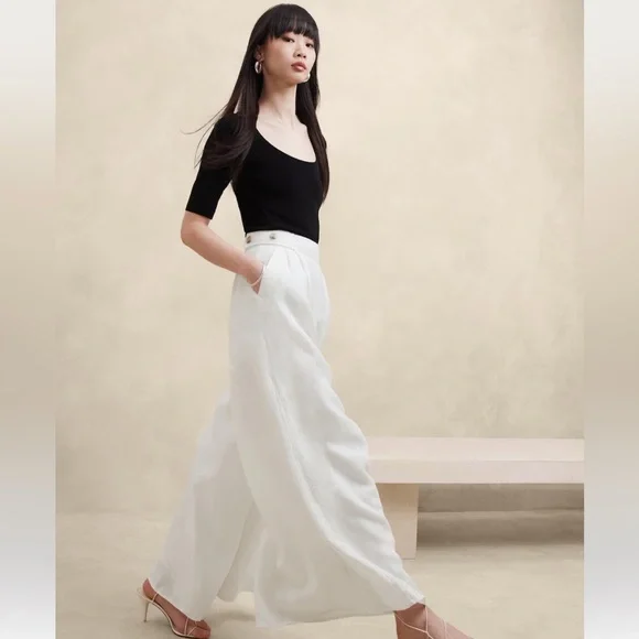 NWT BANANA REPUBLIC LINA LINEN WIDE-LEG PANT