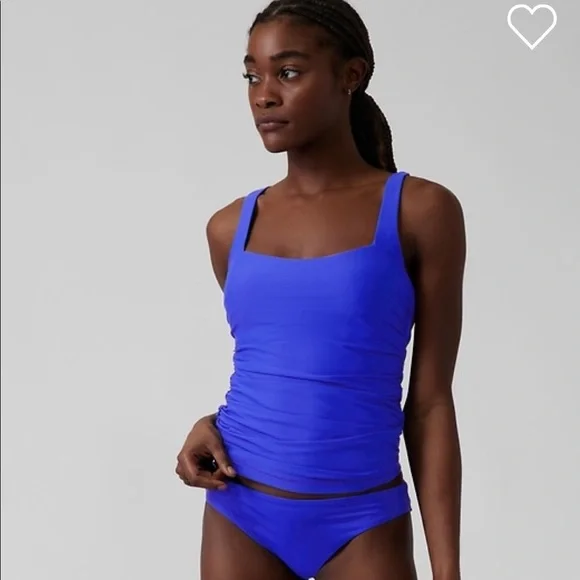 💙 Athleta Square Neck Bra Cup Tankini Top // Cerulean