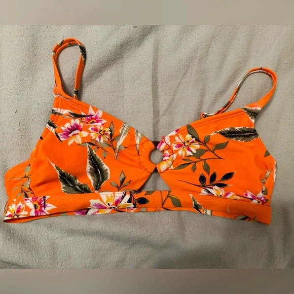 Xhilaration Floral Orange Bikini‎ Top and Bottom size Small