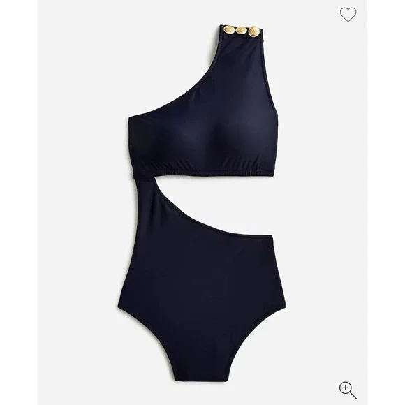 NWT J Crew‎ Black One Piece Shoulder Swimsuit Women's Plus Size 24 Navy Blue