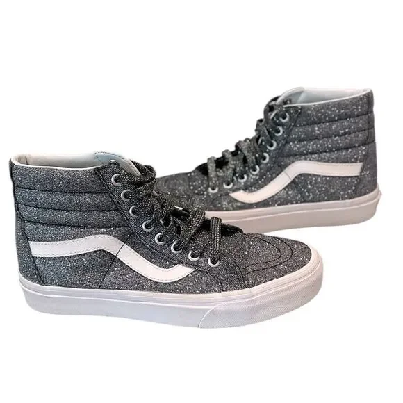 Vans Sk8-Hi Glitter Black High-Top Sneakers Size 8
