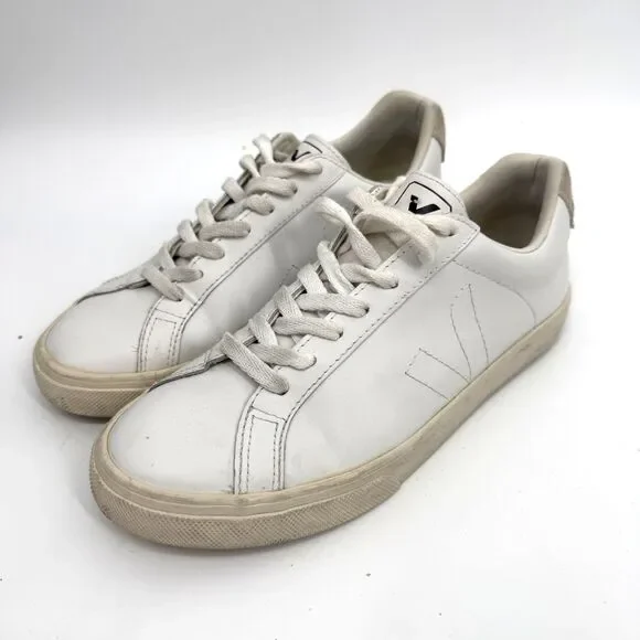 Veja Esplar Leather Suede White Sneakers Casual Preppy Athleisure Women Size 8