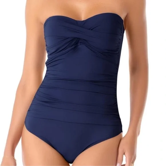 Ann Cole swimsuit navy 14 NWT
