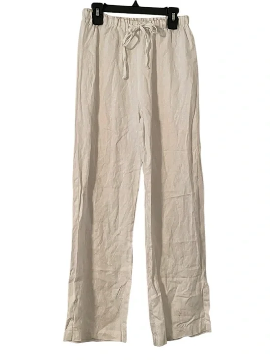 Reformation Women's White Linen Drawstring Wide Leg Pants Petite Size XS