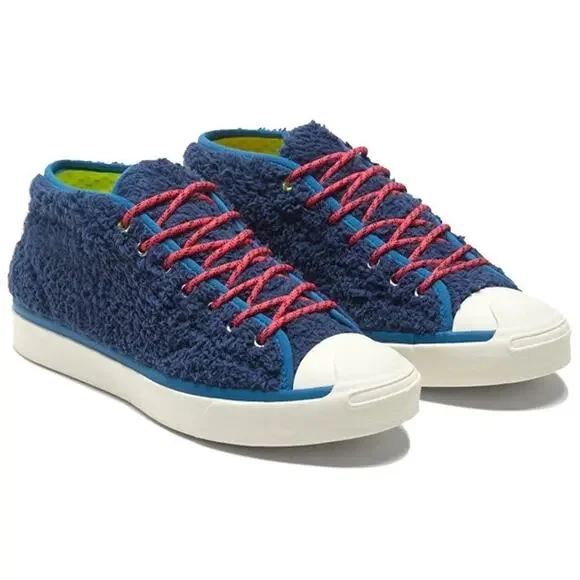 CONVERSE JACK PURCELL WOMEN’S 6 MID RETRO SHERPA NAVY LEMON 169790C