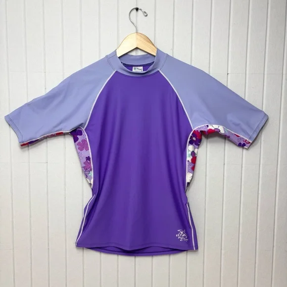 Tuga Swim Tropical Floral Purple T-shirt Size‎ M