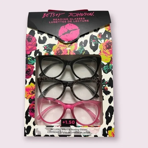 Betsey Johnson 3PCK Reading Glasses Set
