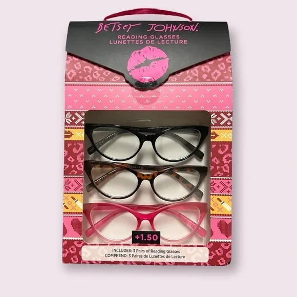 Betsey Johnson 3PCK Reading Glasses Set