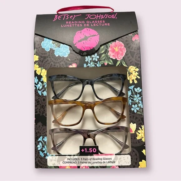 Betsey Johnson 3PCK Reading Glasses Set