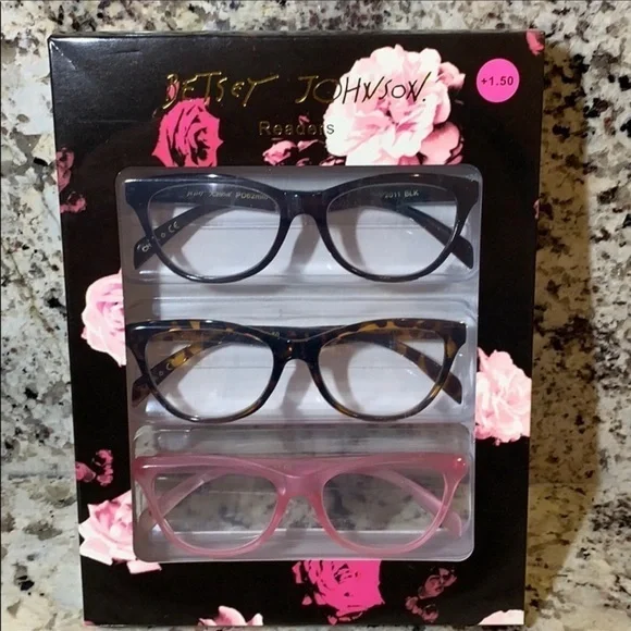 NIB BETSEY JOHNSON 3PCK READING GLASSES SET