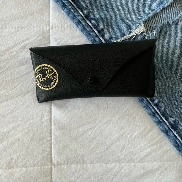 Ray-Ban Sunglasses Case Black Faux Leather‎ Pebbled Softcase Medium