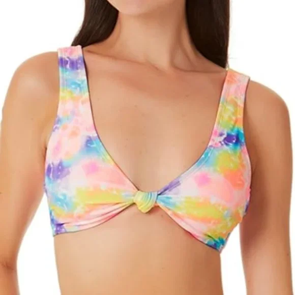 California Waves Tie Dyed Knotted Bralette Bikini Top