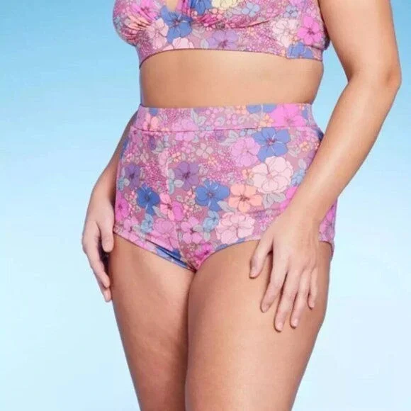 WILD FABLE High Waisted Cheeky Swim Bottoms Groovy Floral Print Womens‎ 1X