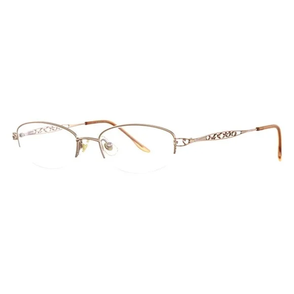 Marchon Tres Jolie 119 NUTMEG Eyeglasses Frames 50 17-135MM Oval FLORAL HALF RIM