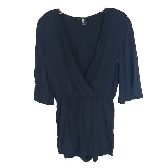 Black Deep V Neck Classy Romper Forever 21 size M