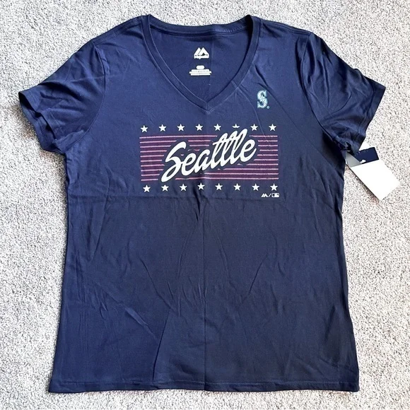 NWT Majestic Genuine Merchandise Seattle Mariners baseball tshirt women’s large