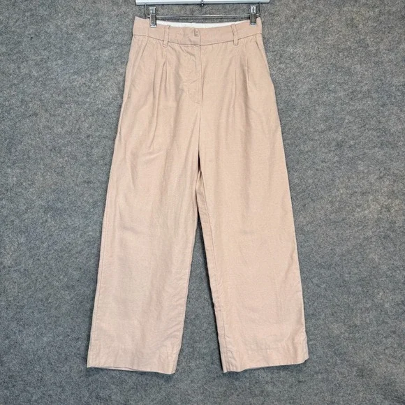 Wilfred Effortless Pants Womens‎ 2 Linen Blend Wide Leg Pleated Rose Pink