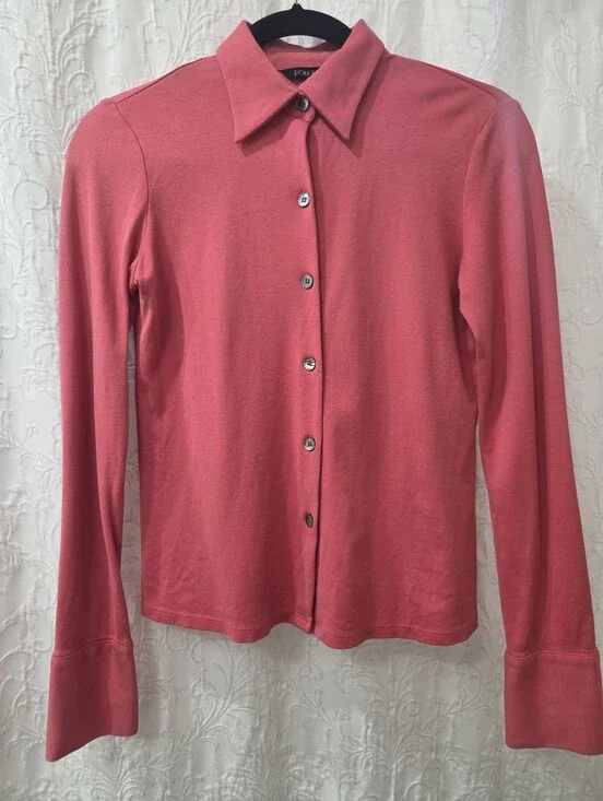 J. Crew Pink Long-Sleeve Button-Up Top Size XS/S