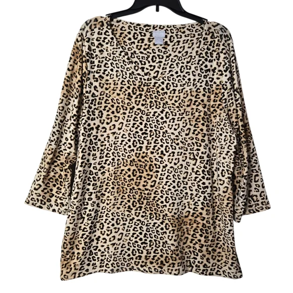 Chico's Animal Print‎ V-Neck 3/4 Sleeve Tunic Top