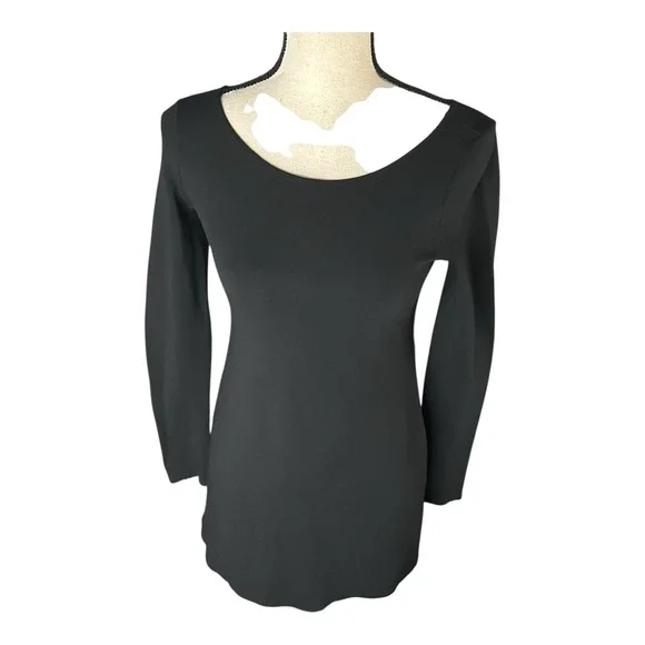 Theory Women's Black Zip Sleeve‎ Tee Spandex Top Size Small