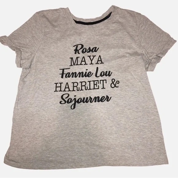 Sweet Soul Clothing Co Gray Rosa Maya Fannie Lou Harriet Sojourner T-Shirt SZ L