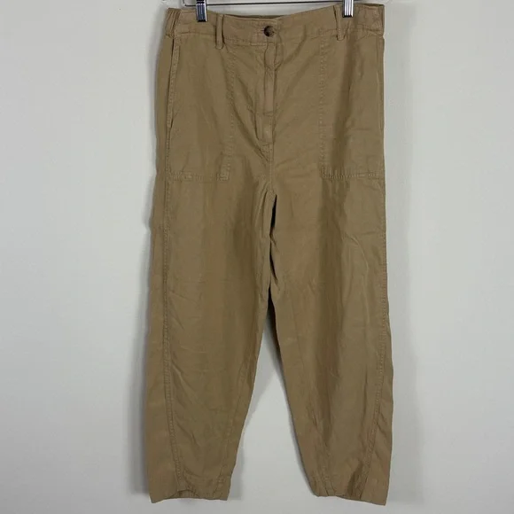 NWT Banana Republic Linen Blend Khaki‎ Utility Ankle Parachute Pants Size Med